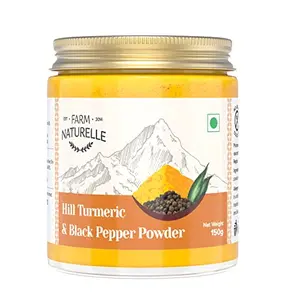 Farm Naturelle-Pure Himalayan Mountain Turmeric (Curcumin) with Black Pepper (Piperine) Powder - 150 gms