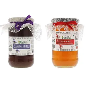 100% Pure Raw Natural Jamun Forest Honey and Litchi Flower Honey (850 Grams x 2 Packs)-Delicious and Healthy