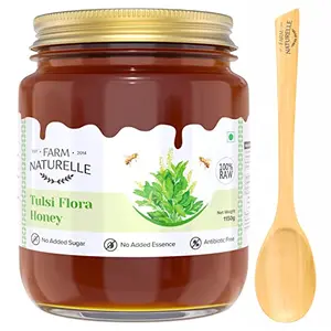 Farm Naturelle-Vana Tulsi Flower Wild Forest (Jungle) Honey | Unpasteurized Unfiltered, Nectar from Flowers of Tulsi | Lab Tested Honey Glass Bottle-1000g+150gm Extra and