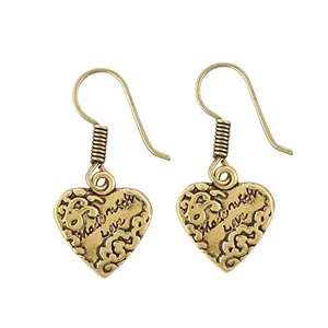 Handmade Heart Shape Gold Plated Oxidised Earrings For Women