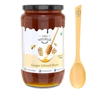 Real Ginger Infused 100% Pure Raw Natural Wild Forest Honey (1.45 KG Big Glass Bottle) -Immense Medicinal Value