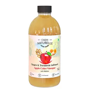 Farm Naturelle-Organic Apple Cider Vinegar with Mother & Ingredients Infused Ginger & Turmeric | 500ml In Glass Bottle