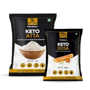 Keto Atta Extremely Low Carb Flour - 1kg with Keto Dosa Mix Gluten Free - 350 gm