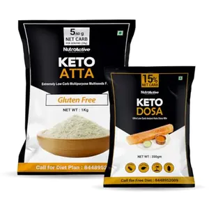 Keto Atta Gluten Free Ultra Low Carb Flour - 1kg with Keto Dosa Mix 2 gm Net Carb Per Dosa Gluten Free - 350 gm