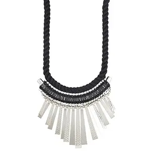 Designer Statement Black and Silver Necklace for Women and Girls