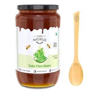 Virgin Raw Natural Unprocessed Tulsi Forest Flower Honey - 1.45 KG Big Glass Jar (Ayurved Recommended)-Huge Medicinal Value