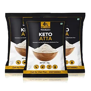 Keto Atta (1 gm Net Carb Per Roti) Extremely Low Carb Flour - 1kg (Pack of 3)