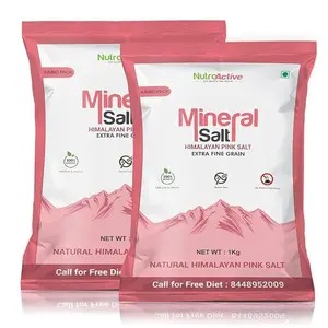 Mineral Himalayan Pink Rock Salt Fine Grain (0.5-1 mm) 1 Kg- Pack of 2