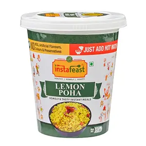 Ready to Eat Lemon Poha Cups| Instant Meal Easy to Cook | No preservatives no Artificial Colours 240g (Box of 3) (Vegan Jain). Just add Water.