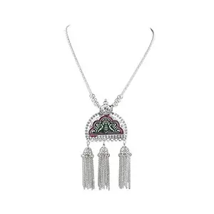 Afghani Designer Turkish Style Vintage Oxidised Silver Necklace for Women