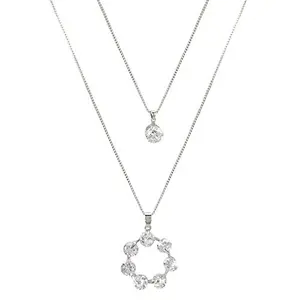 Fashion Jewellery Steel Chain Crystal Pendant Necklace for Women & Girls (Glamor)