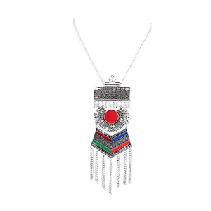 Afghani Tribal Antique Boho Silver Oxidised Necklace for Women