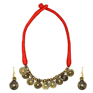 Designer Antique Coin Red Thread Fashion Necklace for Women