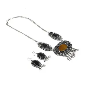 Multi Colour Natural Onyx Beads Stone Designer Necklace with Earrings for Women and Girls