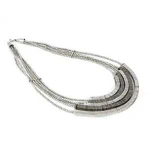 Stylish High Finished Layered Silver Oxidised Necklace for Women
