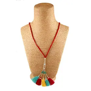 Multi Colour Thread Tassel Necklace for Women