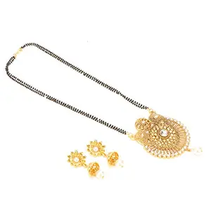 Gold Plated Mangalsutra Necklace with Earrings for Women