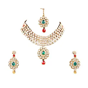 Crystal Gold Plated and Kundan Necklace for Women & Girls