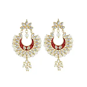 Stylish High Quality Traditional MAroon Kundan Chandbalis Earrings For Women & Girls