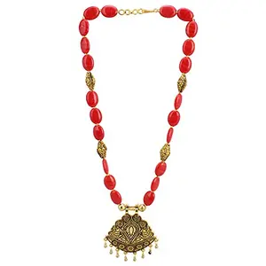 Premium Designer Red Onyx Stone Oxidized Fashion Necklace for Women