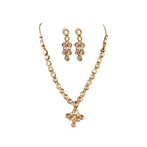 Sleek Gold Plated Kundan Necklace Set for Women
