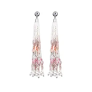 Designer Light Weight Pink Beads Earrings for Girls and Women