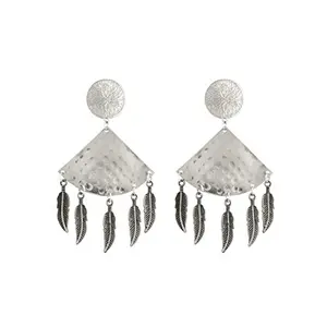 Stylish Leaf Design Silver Oxidized Earrings for Women