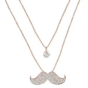 Fashion Jewellery Double Chain Crystal Pendant Necklace for Women & Girls