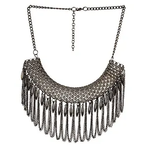 Designer Oxidized Black Silver Fashion Necklace for Girls