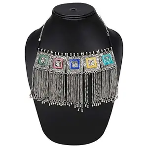 Boho Afgani Turkish Silver Oxidized Necklace for Women