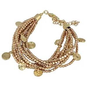 Designer Beads and Coin Fashion Oxidized Golden Bracelet for Girls