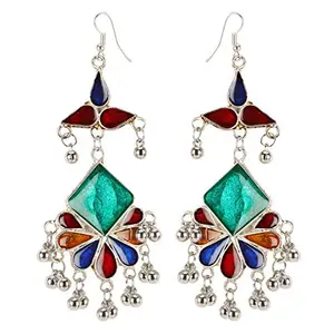 Excellent Finish Water Meena Silver Oxidised Earrings for Women and Girls