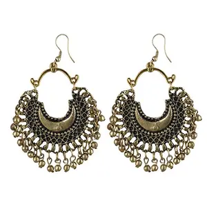 Designer Oxidised Golden Afgani Earrings for Women and Girls