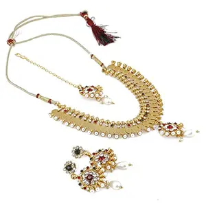 Gold Plated Temple Coin Necklace Set for Women
