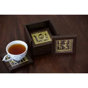 Dhokra Coaster Set With Stand ( Available In Set Of 6