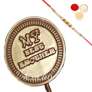 Ghastitaram Gifts - Set of 4  Best Brother Chocolate  Lollies With Pearl Rakhi