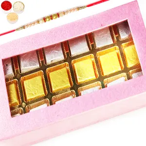 Ghastitaram Gifts - Pink 15 pcs Assorted Chocolate Box With Pearl Rakhi