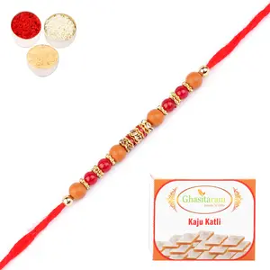 Ghastitaram Gifts - Rakhis Online- 6945  Rakhi Thread with 200 gms of Kaju katli