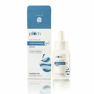 Plum 10% Niacinamide Serum with Rice Water | Serum for Face | Vitamin B3 with Japanese Fermented Rice Water | For Clear Blemish-Free Bright Skin | Suits All Skin Types | Fragrance-Free | 30 ml