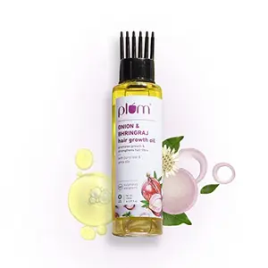 Plum Onion Hair Oil for growth with Bhringraj Curry Leaf and Amla Oils | For all hair types| Sulphate Free. | 100% vegan | Promotes growth strengthens hair fibre | 100 ml