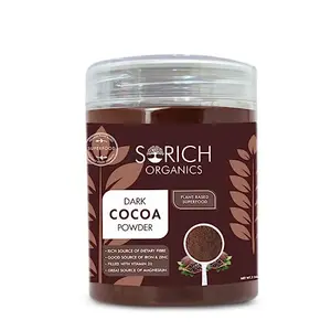Sorich Organics Dark Cocoa Powder 225gm | Dark Cocoa Powder for Cake Chocolates Cookies Brownies Hot/Milk Shakes Desserts Bars Smoothies | Vegan | (100% Natural Unsweetened)
