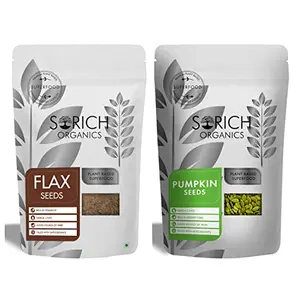 Sorich Organics Flax Seeds and Pumpkin Seeds Combo 200gm | Flax Seeds for Eating | Pumpkin Seeds for Eating | Mix Seeds for Management Eating | Healthy Snacks (100gm Each)