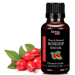 Seyal Rosehip Seed Oil Rosehip Oil For Glowing Skin 100% Pure & Natural Therapeutic Grade Organic Pressed Unrefined Facial Oil s Scars & Stretch Marks 15ml