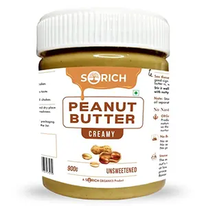 Sorich Organics Peanut Butter Creamy 900g | Creamy Peanut Butter 900gm | No ed Sugar | No Salt ed | No Palm Oil | Vegan | 100% Natural (Made with 100% Dry Roasted Peanuts)