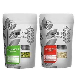 Sorich Organics Raw Pumpkin Seeds & Sunflower Seeds 400gm | Seeds Combo Mix for Eating | Mix Seeds Combo for Management | Healthy Snacks | Diet Food | Vegan (Pack of 2 x 200gm)