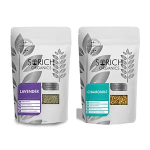 Sorich Organics Chamomile Flower Herbal Tea and Lavender Tea Combo - 100 Gm (50 Gm Each) - Caffeine Free Tea | Organic Sleep tea & Combo | Whole Loose Leaf Tea | Iced Calming Tea