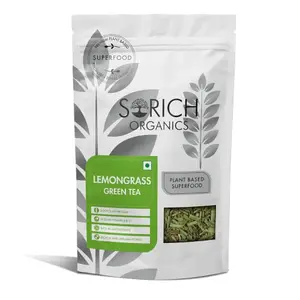 Sorich Organics Lemongrass Green Tea 50gm | Lemon Grass Green Tea for Management | Lemongrass Tea Organic | Lemongrass Green Tea Loose | Whole Leaf Loose Tea | Organic Green Tea 50g
