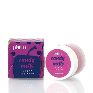 Plum Candy Melts Vegan Lip Balm | Berry Feast | With Natural UV Protection Ultra Moisturization & ed Shine for Lips | 100% Cruelty Free | Valentine's Day Gift