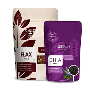Sorich Organics Combo Raw Flax Seeds 900 Gm Raw Chia Seed 250 Gm Seeds for Eating | Diet Food for Management