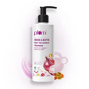 Plum Onion and Biotin Sulphate free & Shampoo for Hairfall Control for all hair types | With Onion extract Biotin D-Panthenol | s hair breakage s scalp health | 250 ml